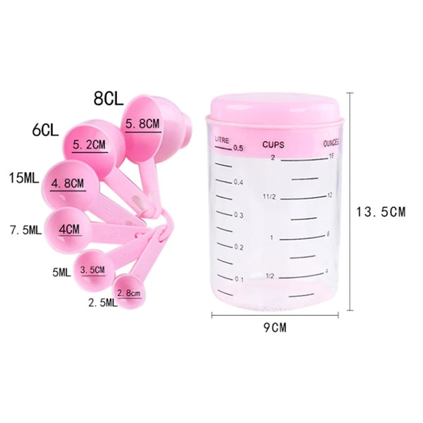 Kitchen Baking Plastic Measuring Set One Cup Six Spoons