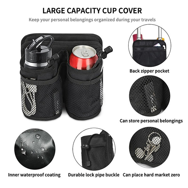 Large Multi-Pocket Luggage Cup Holder