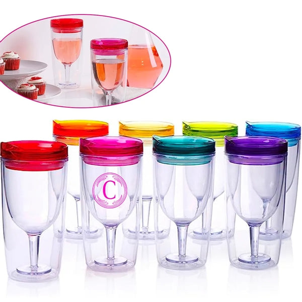 10Oz Double Wall Plastic Wine Glasses