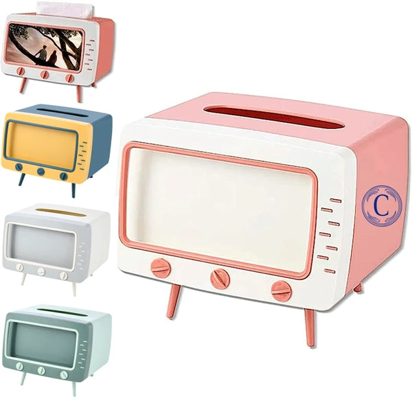 Tv Shaped Tissue Box With Phone Holder