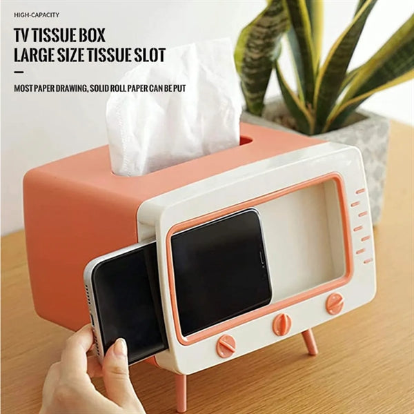 Tv Shaped Tissue Box With Phone Holder