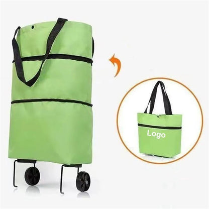 Folding Shopping Bag with Wheels Oxford Grocery Cart