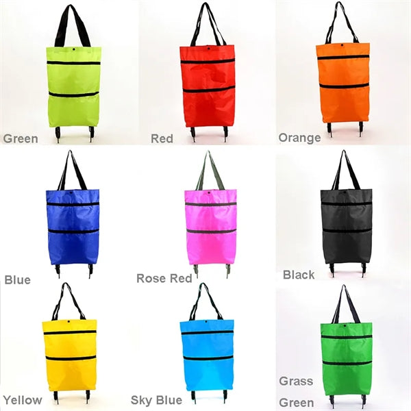 Folding Shopping Bag with Wheels Oxford Grocery Cart