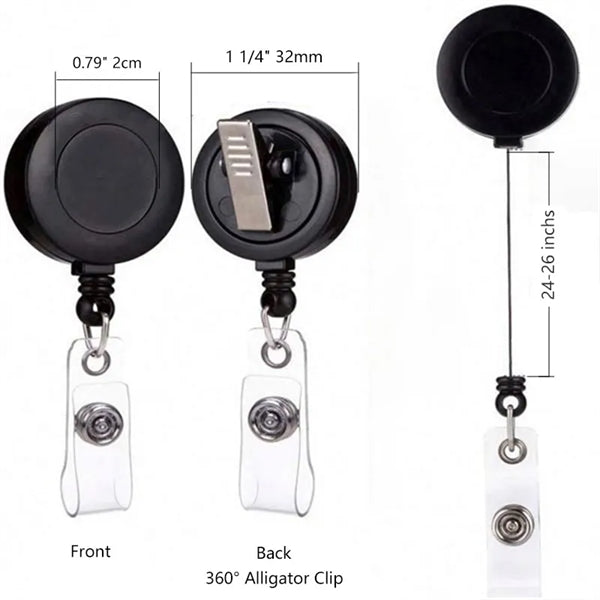 Retractable ID Round Holder Badge Reels with Alligator Clip