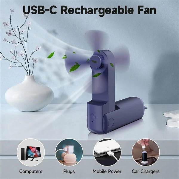 Usb Rechargeable Foldable  3 In 1 Handheld Mini Fan