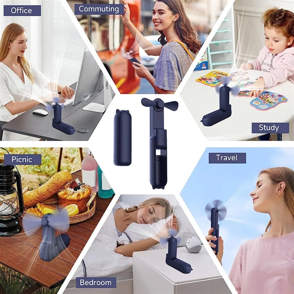 Usb Rechargeable Foldable  3 In 1 Handheld Mini Fan
