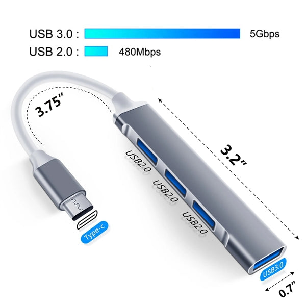 Pocket USB C 4-In-1 Laptop Docking Station