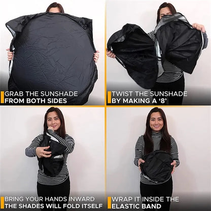 Car Windshield Sun Shade with Storage Pouch