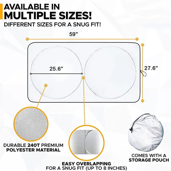Car Windshield Sun Shade with Storage Pouch