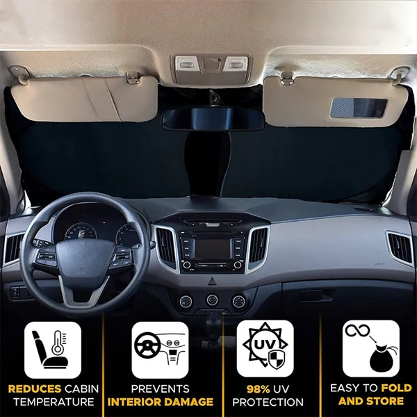 Car Windshield Sun Shade with Storage Pouch