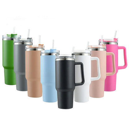40 oz  Travel Mug with Handle and Straw