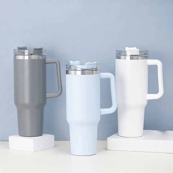 40 oz  Travel Mug with Handle and Straw