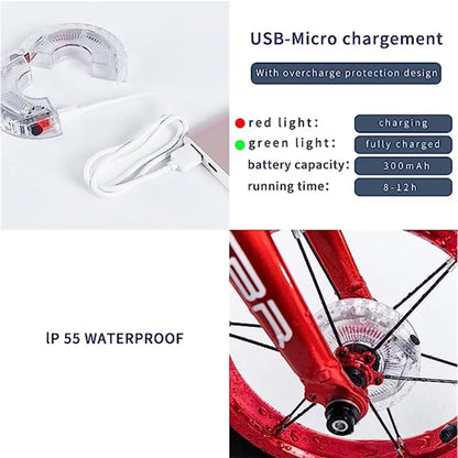 LED Bike Wheel Light 7 Color USB Rechargeable Hub Safety