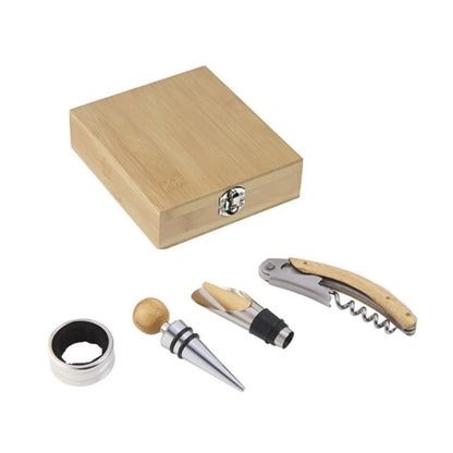 4-Piece Bamboo Wine Tool Set