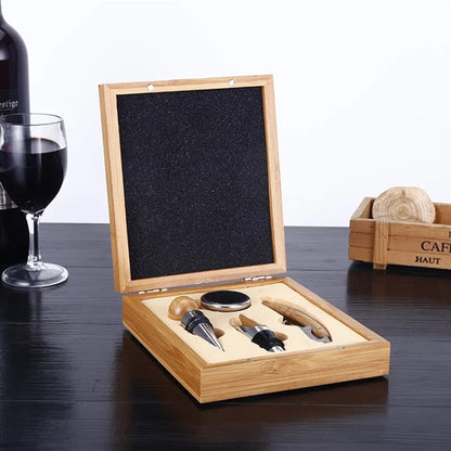 4-Piece Bamboo Wine Tool Set