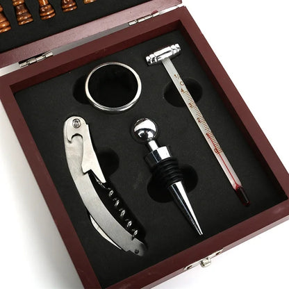 4 Piece Wine Tools Set with Chess Board Game