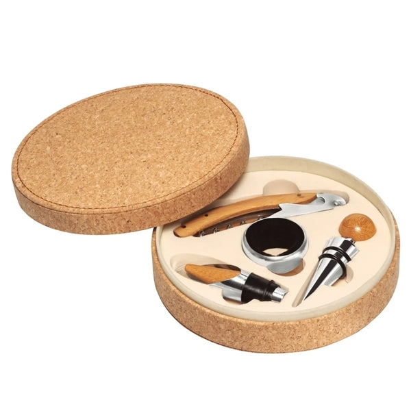 4 Piece Cork Wine Tools Set