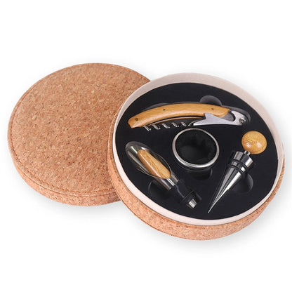 4 Piece Cork Wine Tools Set