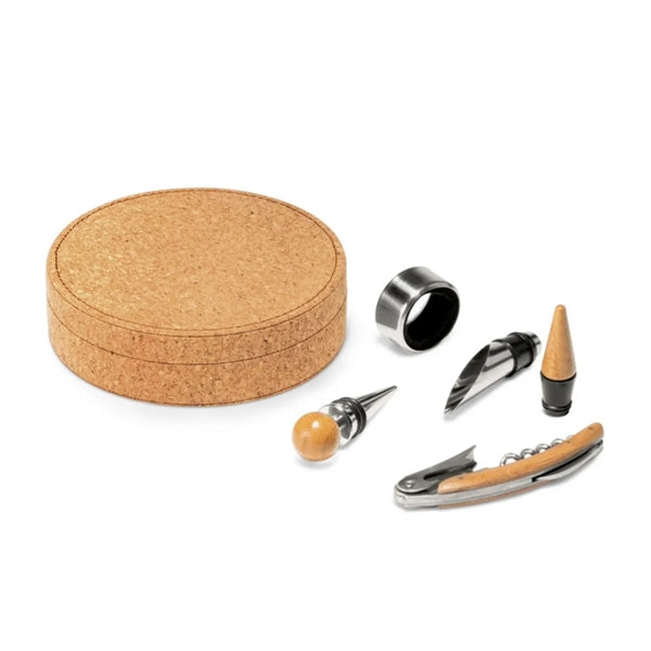 4 Piece Cork Wine Tools Set