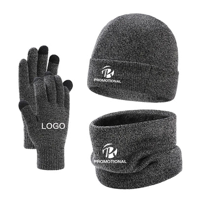 Touch Screen Gloves Knitted Hat Scarf Set