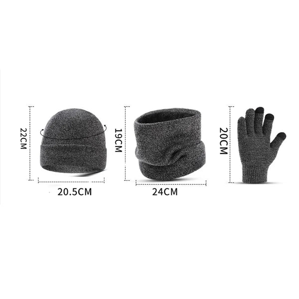 Touch Screen Gloves Knitted Hat Scarf Set