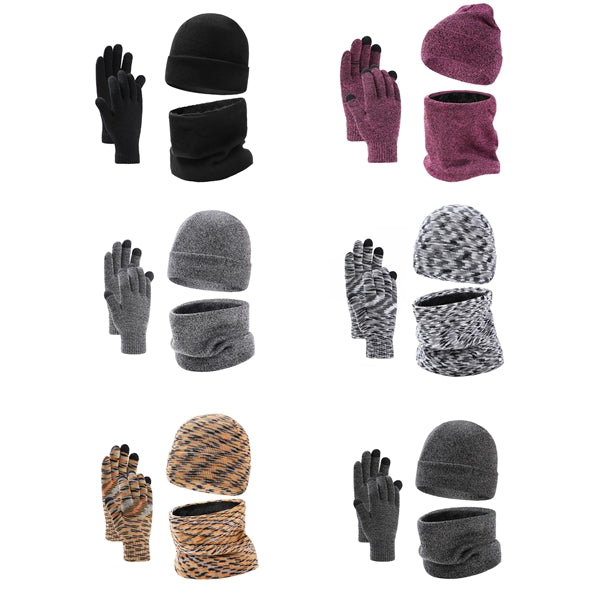 Touch Screen Gloves Knitted Hat Scarf Set
