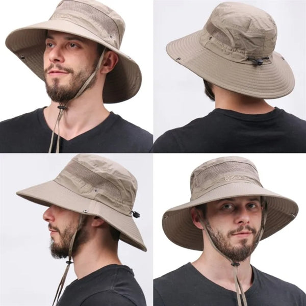 Breathable Wide Brim Bucket UPF50+ Sun Fishing Hat