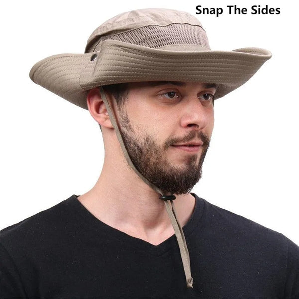 Breathable Wide Brim Bucket UPF50+ Sun Fishing Hat