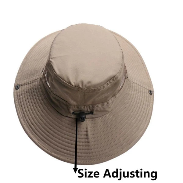 Breathable Wide Brim Bucket UPF50+ Sun Fishing Hat