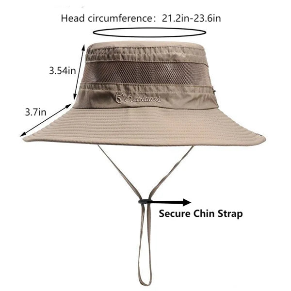 Breathable Wide Brim Bucket UPF50+ Sun Fishing Hat