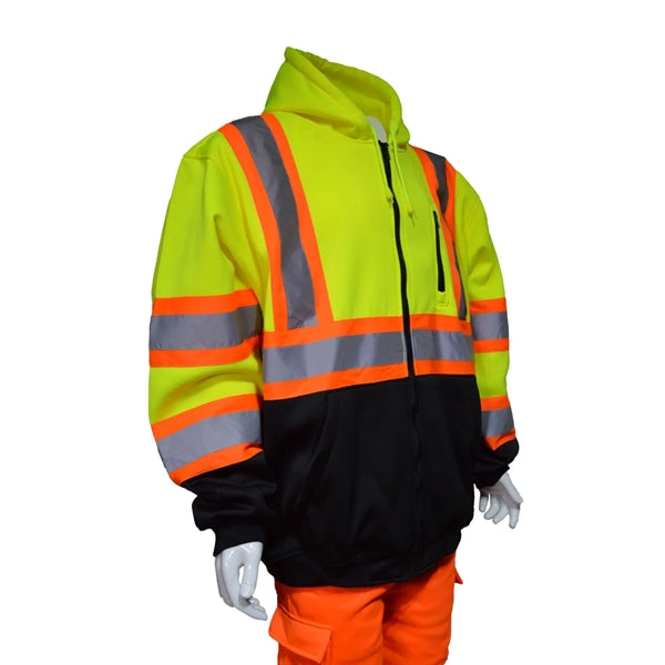 Hi Viz Class 3 Color Block Reflective Safety Zipper Hoodie