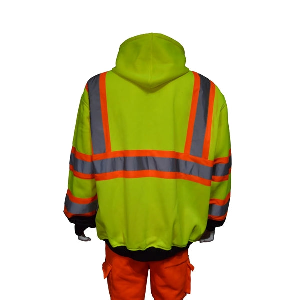 Hi Viz Class 3 Color Block Reflective Safety Zipper Hoodie