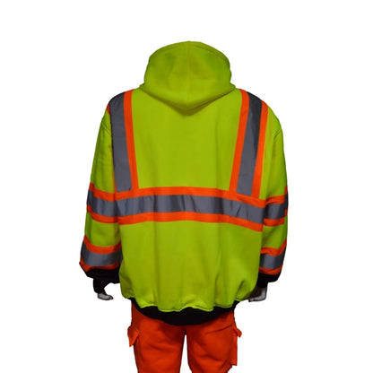 Hi Viz Class 3 Color Block Reflective Safety Zipper Hoodie