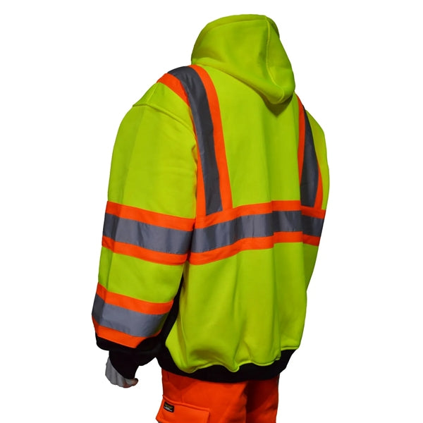 Hi Viz Class 3 Color Block Reflective Safety Zipper Hoodie