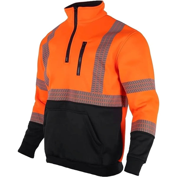 Segmented Tape Color Block Hi Vis Class 3 Safety 1/4 Zipper