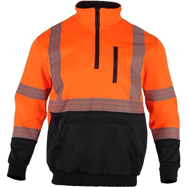 Segmented Tape Color Block Hi Vis Class 3 Safety 1/4 Zipper