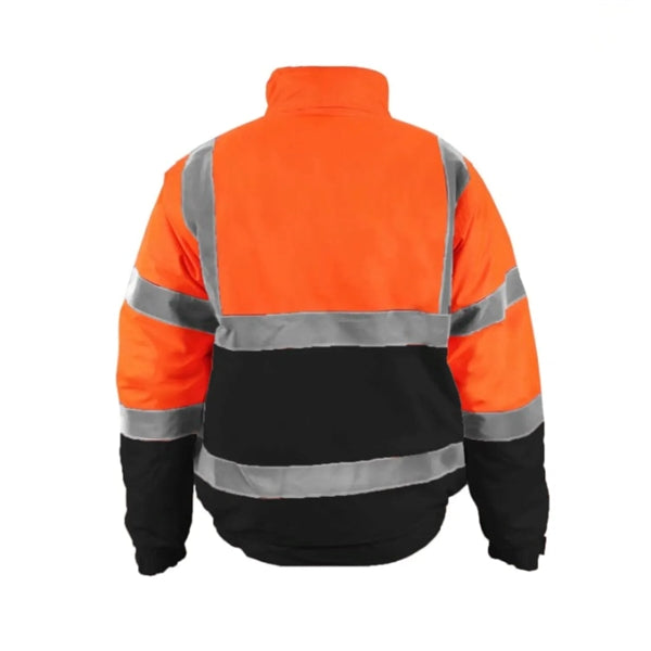 Premium Hi Vis Class 3 Reflective Tape Safety Bomber Jacket