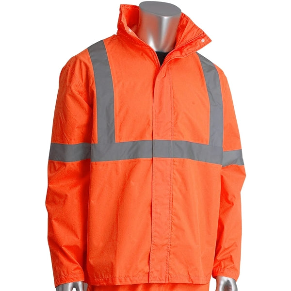 Reflective Tape Hi Vis Class 3 Waterproof Safety Rain Jacket