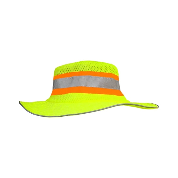 Hi Viz Reflective Trim Mesh Safety Bucket Ranger Hat
