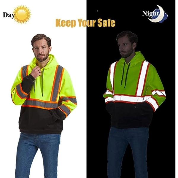 Hi Viz Class 3 Two Tone Color Block Reflective Safety Hoodie