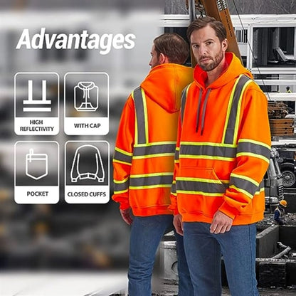 Two Tone Hi Viz Class 3 Reflective Tape Safety Hoodie