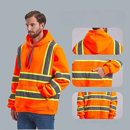Two Tone Hi Viz Class 3 Reflective Tape Safety Hoodie