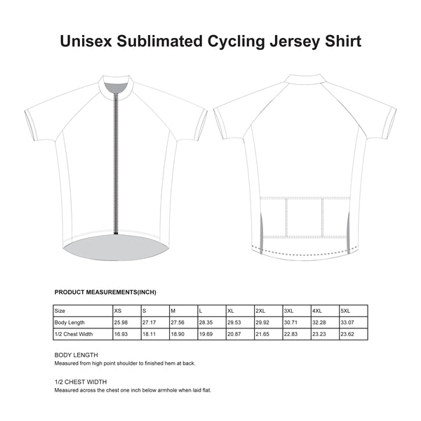 UNISEX FULL COLOR DYE SUBLIMATED CUSTOM CYCLING JERSEY SHIRT