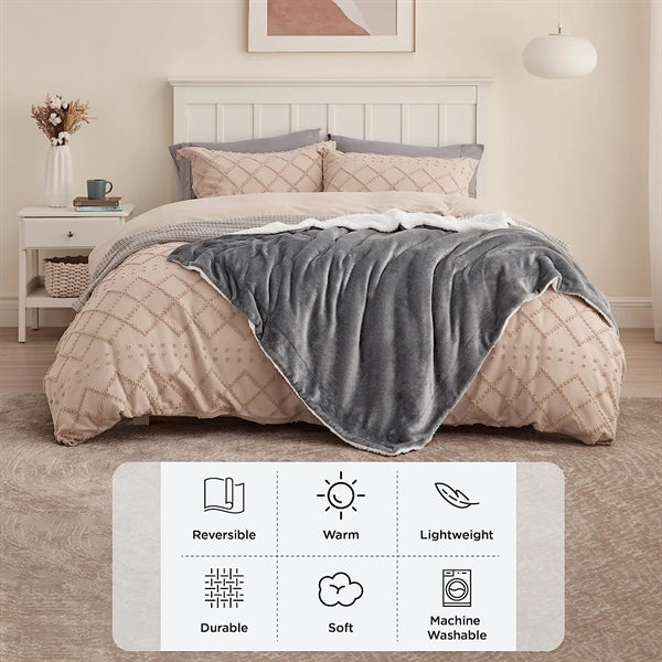 Sherpa Fleece Throw Blanket
