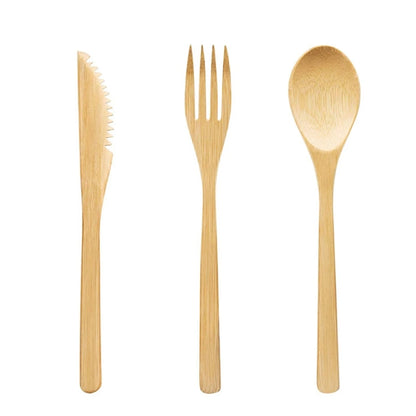 Biodegradable Bamboo Cutlery Set With Jute Bag