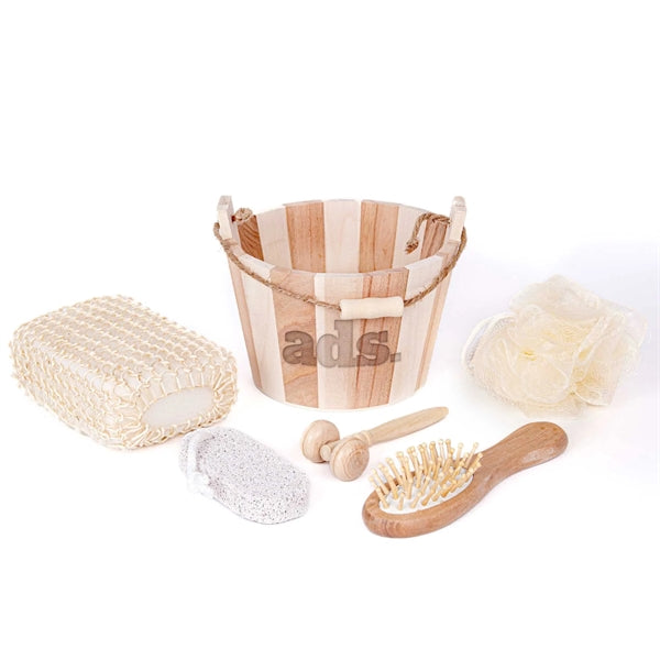 Bamboo Bucket Bath and Massage Set -  5pcs