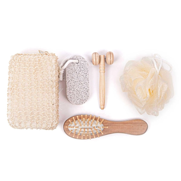 Bamboo Bucket Bath and Massage Set -  5pcs