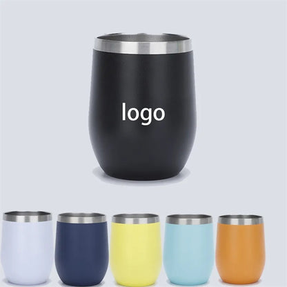 12 OZ Egg Shape Stainless Steel Wine Tumbler  With Transpare