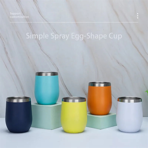 12 OZ Egg Shape Stainless Steel Wine Tumbler  With Transpare