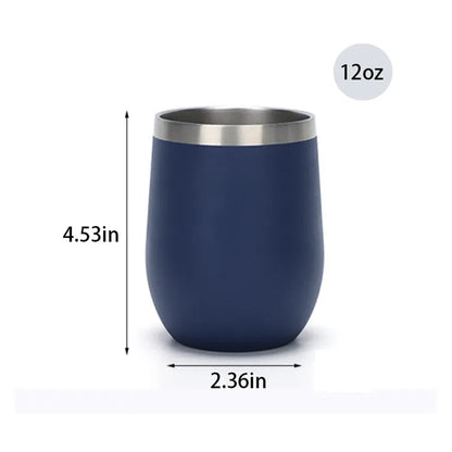 12 OZ Egg Shape Stainless Steel Wine Tumbler  With Transpare